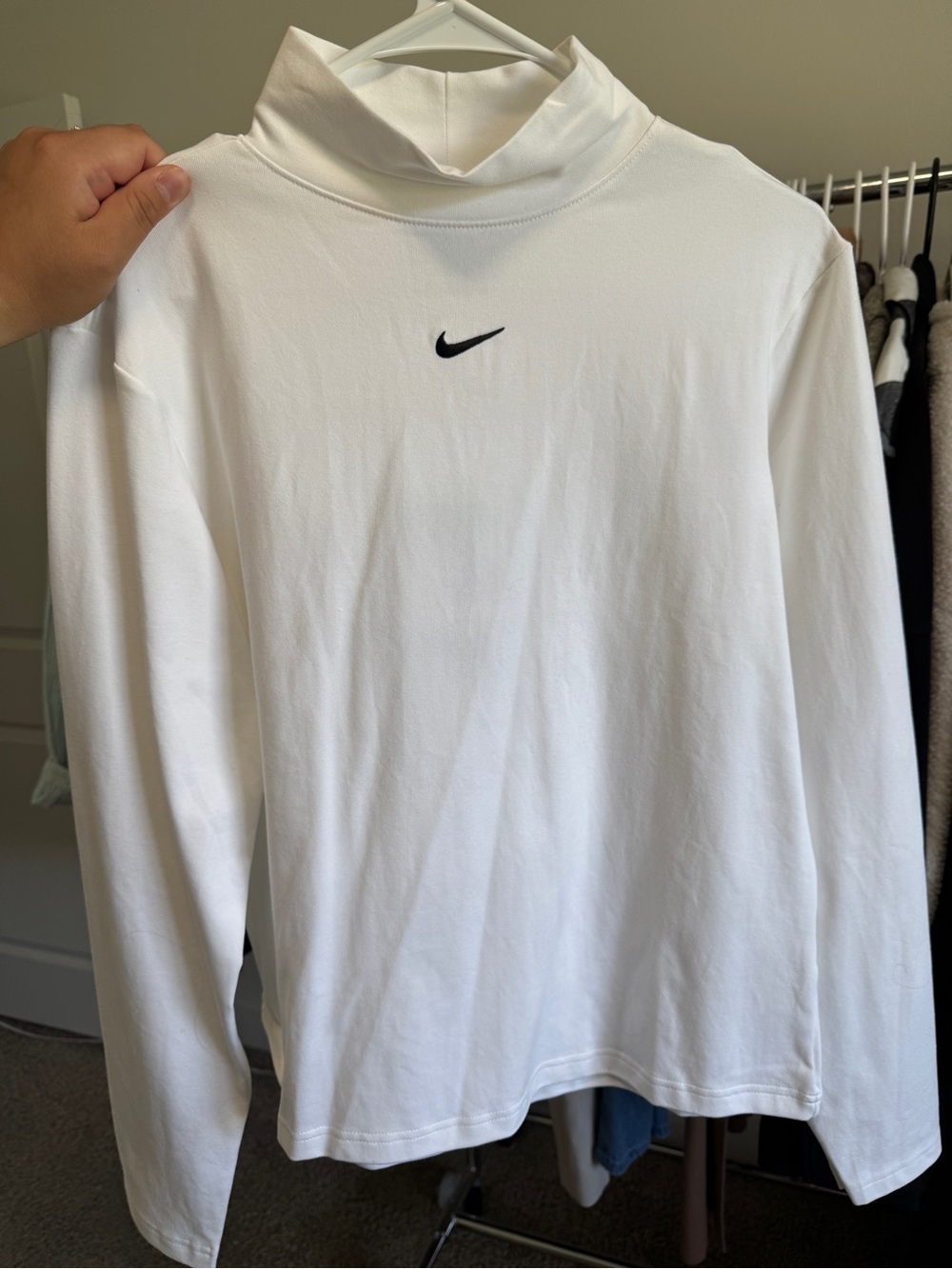 Nike White long sleeve with Black Swoosh